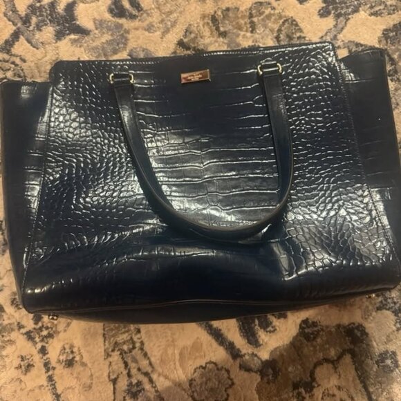 Kate Spade Croc Embossed Bristol Drive Elissa Tote Bag Blue - Picture 4 of 10